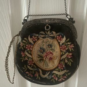 Vintage needlepoint purse…unique little wrist chain.